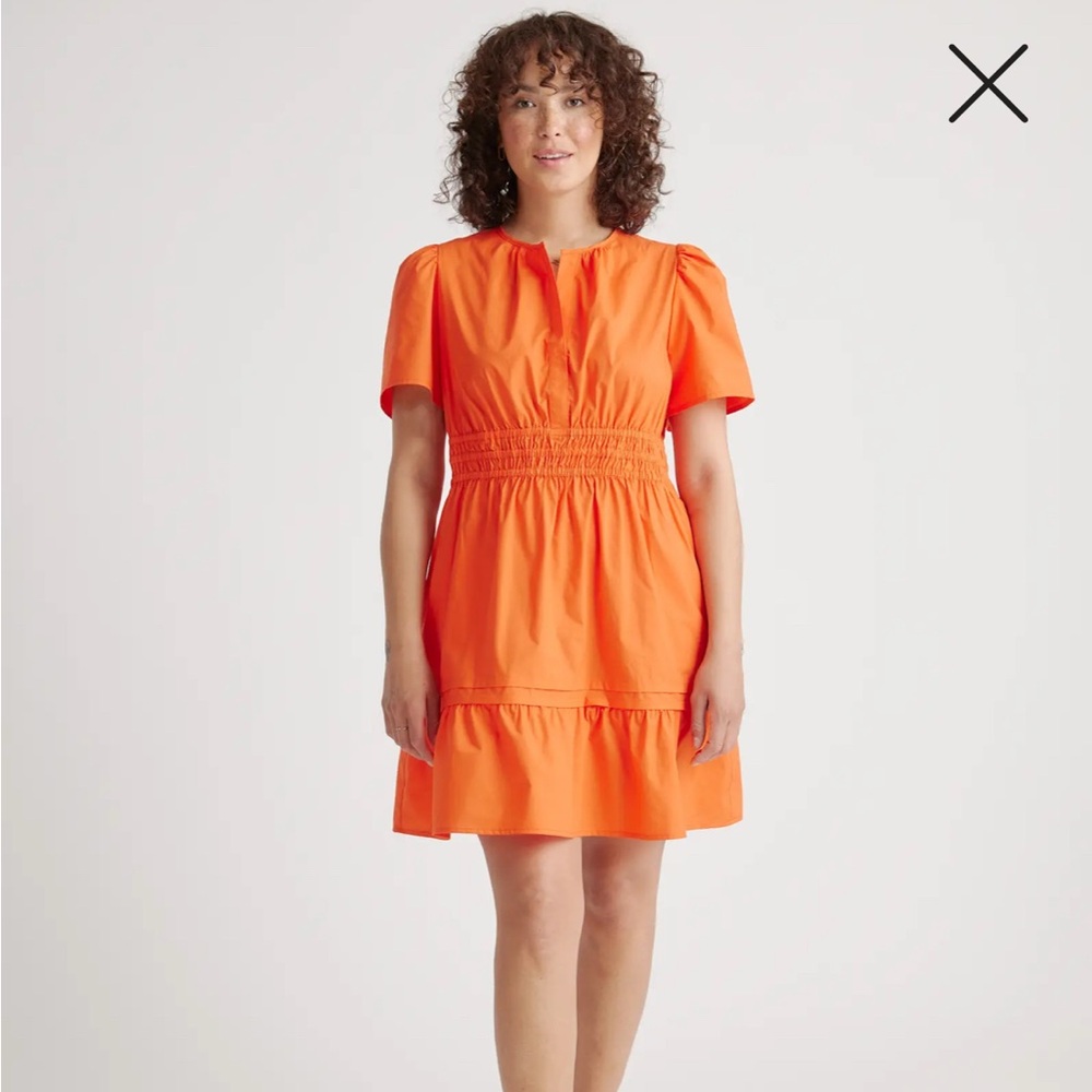 Quince Organic Cotton Poplin Tiered Mini Dress